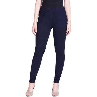 Picture of FreeSize Stretchable Ankle Length Churidar Cotton Leggings tiles ties for Girls/Ladies - Navy Blue - Int:L