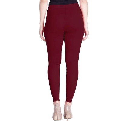 Picture of FreeSize Stretchable Ankle Length Churidar Cotton Leggings tiles ties for Girls/Ladies - Maroon - Int:L