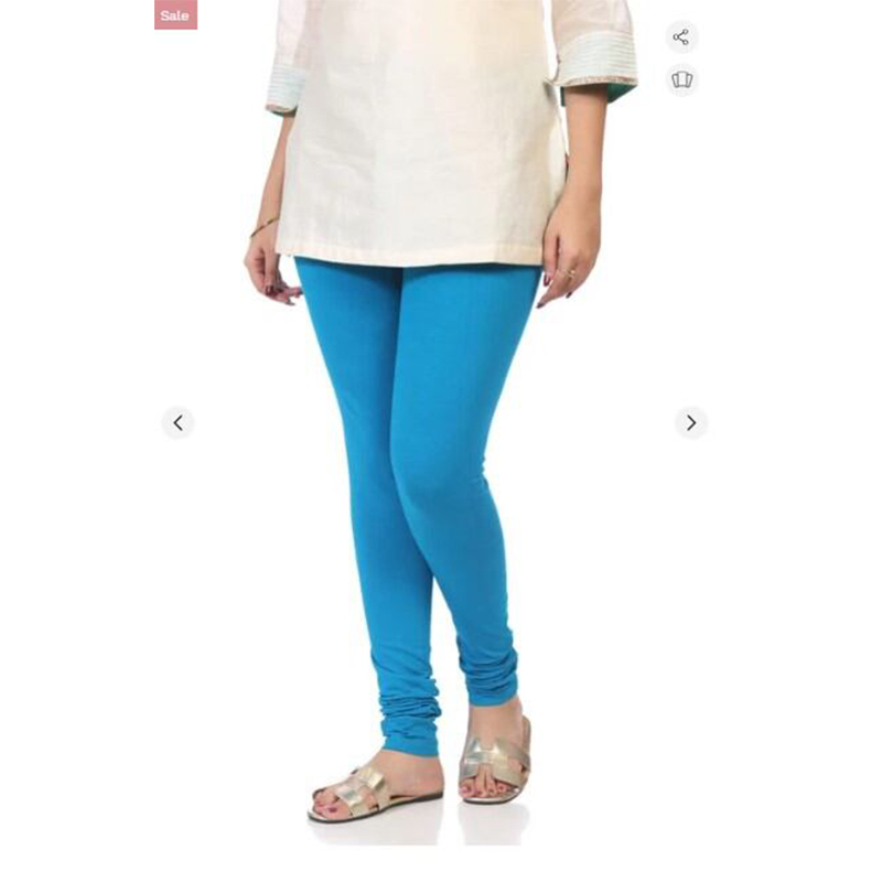 Picture of FreeSize Stretchable Ankle Length Churidar Cotton Leggings tiles ties for Girls/Ladies - sky blue - Int:L