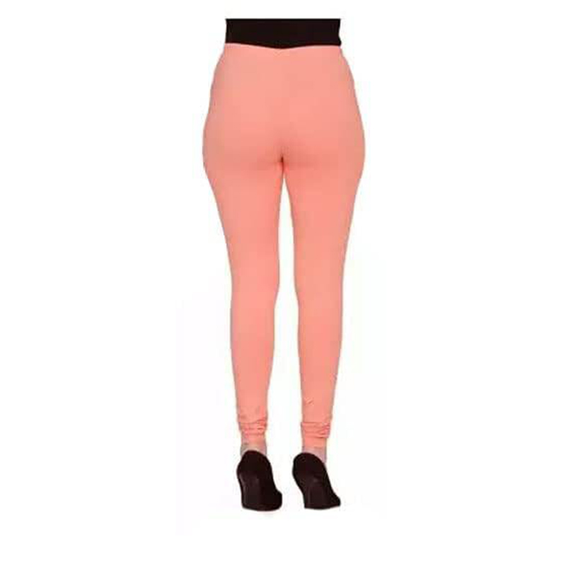 Picture of FreeSize Stretchable Ankle Length Churidar Cotton Leggings tiles ties for Girls/Ladies - Bangi (peach) - Int:XL