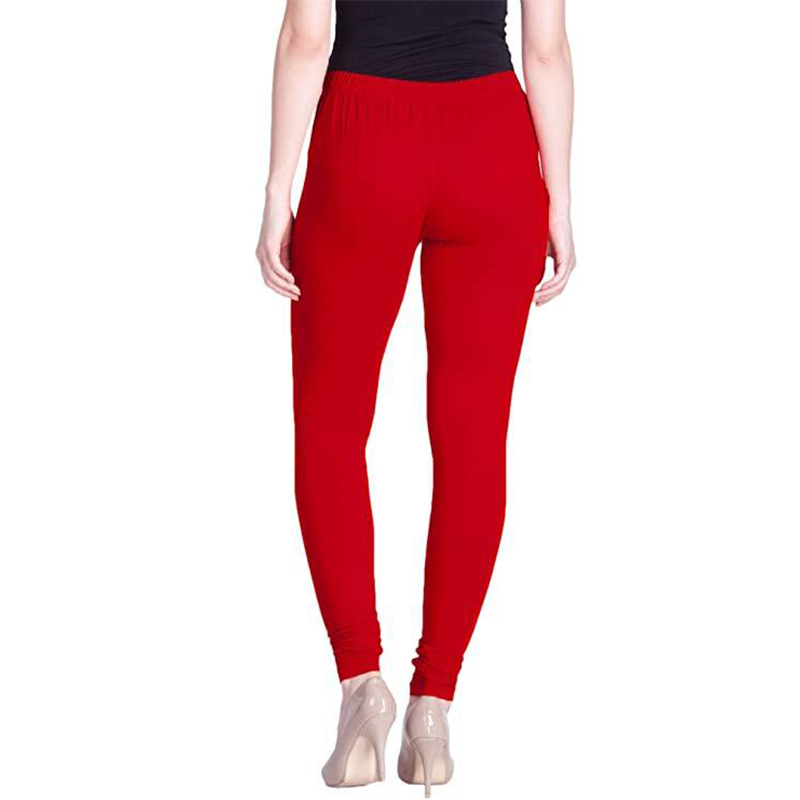 Picture of FreeSize Stretchable Ankle Length Churidar Cotton Leggings tiles ties for Girls/Ladies - Red - Int:L