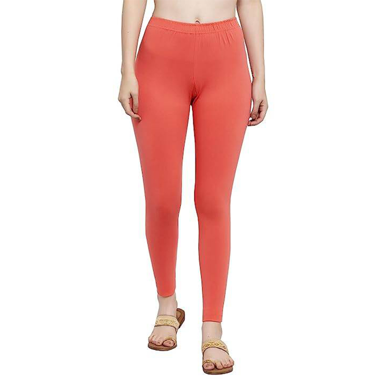 Picture of FreeSize Stretchable Ankle Length Churidar Cotton Leggings tiles ties for Girls/Ladies - misty - Int:L