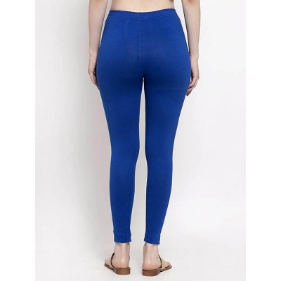 Picture of FreeSize Stretchable Ankle Length Churidar Cotton Leggings tiles ties for Girls/Ladies - royal blue - Int:L