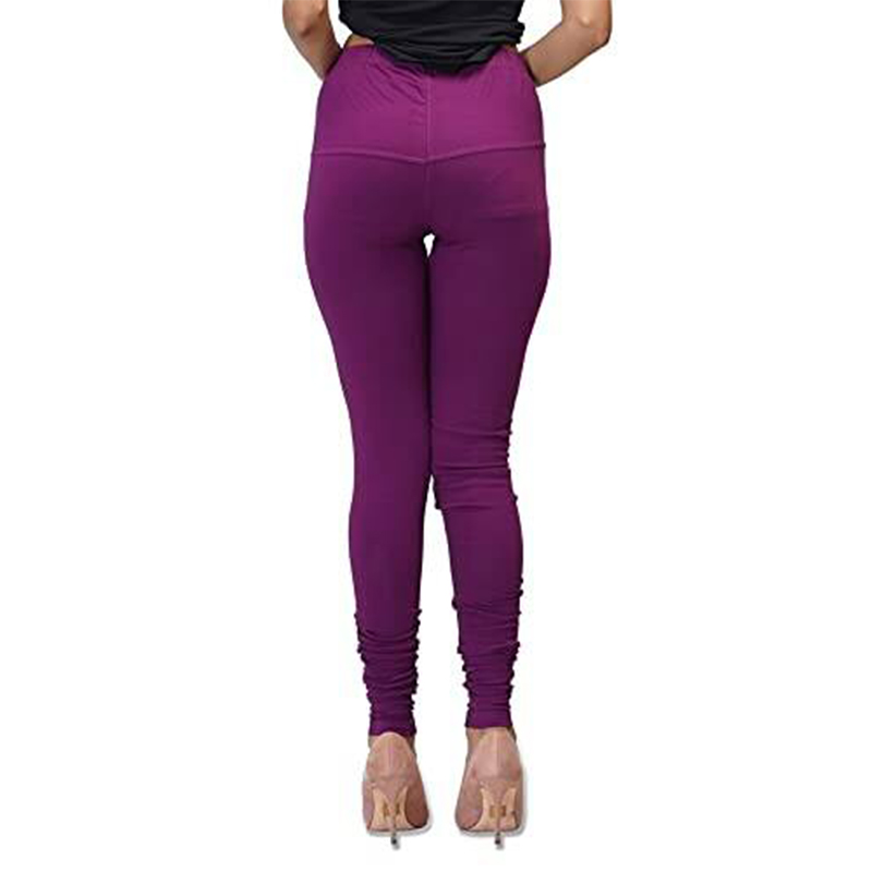 Picture of FreeSize Stretchable Ankle Length Churidar Cotton Leggings tiles ties for Girls/Ladies - Purple - Int:XL