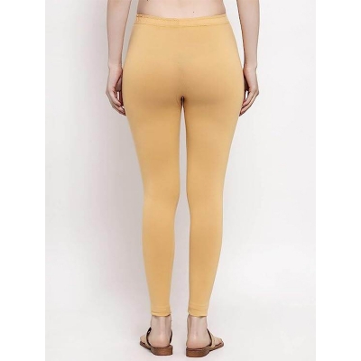 Picture of FreeSize Stretchable Ankle Length Churidar Cotton Leggings tiles ties for Girls/Ladies - biscuit - Int:XL