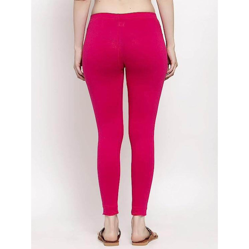 Picture of FreeSize Stretchable Ankle Length Churidar Cotton Leggings tiles ties for Girls/Ladies - Magenta - Int:XL