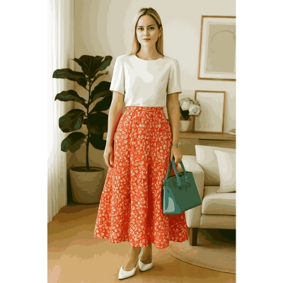 Picture of Regular Use Long Skirt For Ladies /Girls - skirt-2 cotton - Int:L
