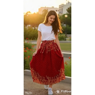 Picture of Regular Use Long Skirt For Ladies /Girls - Maroon polyster - Int: One size