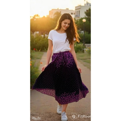 Picture of Regular Use Long Skirt For Ladies /Girls - Black polyster - Int:M