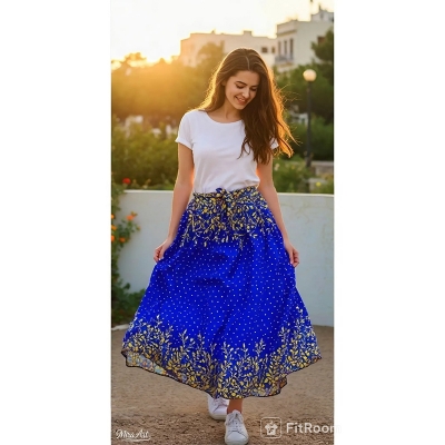 Picture of Regular Use Long Skirt For Ladies /Girls - blue polyster - Int:M