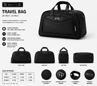 Picture of NOUXIYA Durable Travel Carry Bag – Waterproof Unisex Duffel Bag for Weekend Trips & Overnight Stays (20/24 Inch)⁠