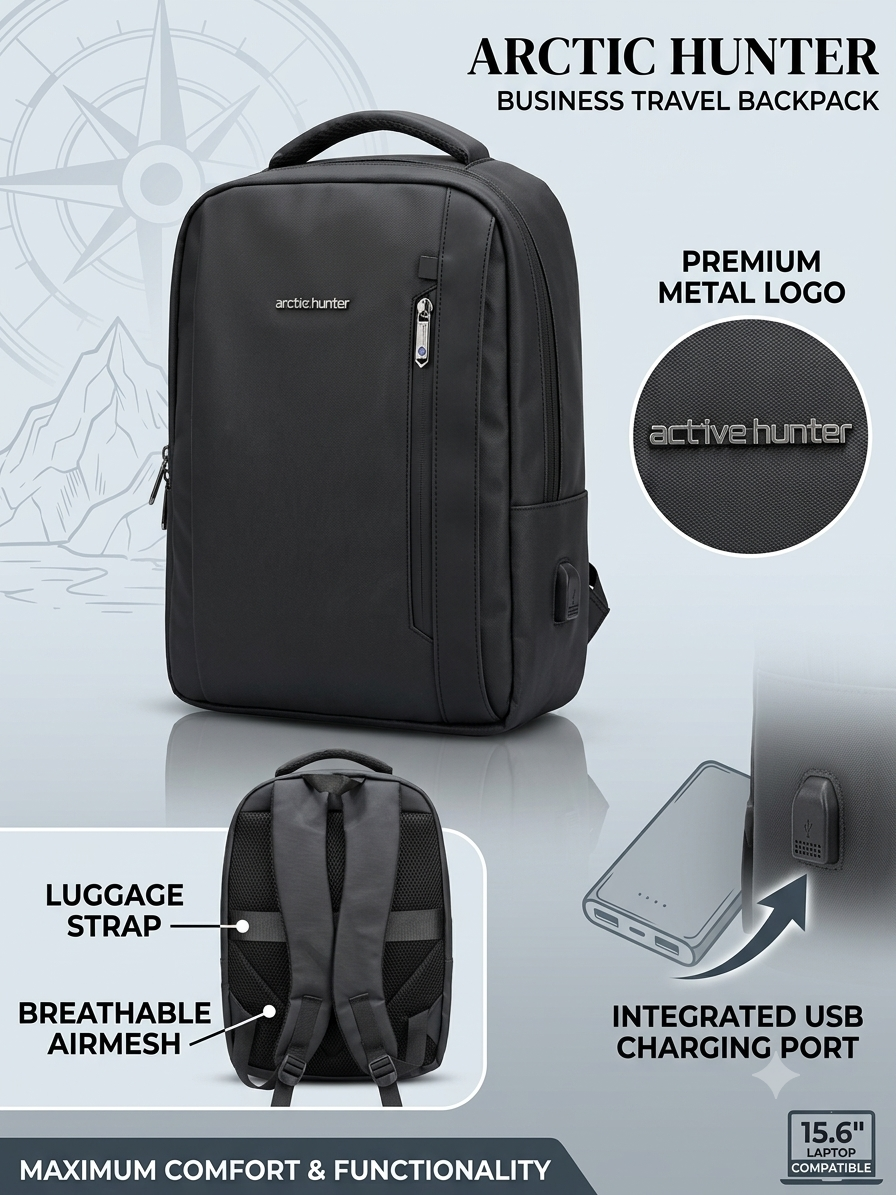 Picture of Arctic Hunter Premium Waterproof Business Laptop Backpack with USB Charging Port & Luggage Strap (14 Inch)