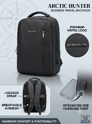Picture of Arctic Hunter Premium Waterproof Business Laptop Backpack with USB Charging Port & Luggage Strap (14 Inch)