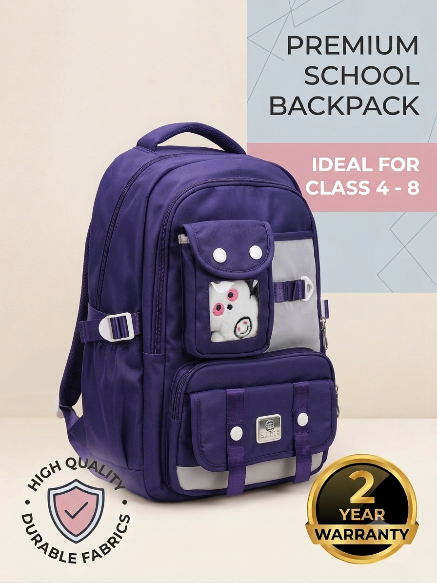 Picture of Premium Waterproof School Backpack for Class 4–8 Students | Durable Fabric, Heavy-Duty Zippers & 2-Year Warranty (16 inch)
