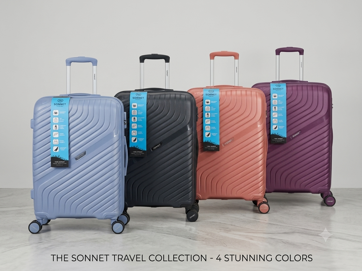 Picture of SONNET Premium Hardshell Spinner Trolley Luggage Bag – Lightweight, Scratch-Resistant Travel Suitcase with 360° Wheels (20" Carry-On & 24" Medium Check-In)