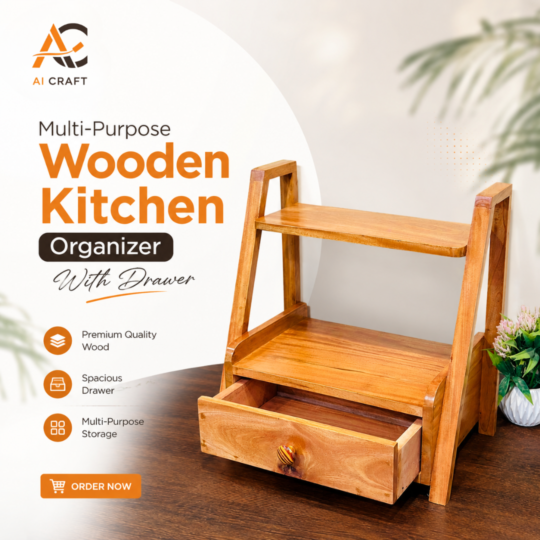 Picture of Multi-Purpose Wooden Kitchen Organizer With Drawer