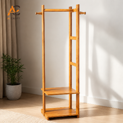 Picture of Wooden Clothes Alna with Shelves for Small Spaces