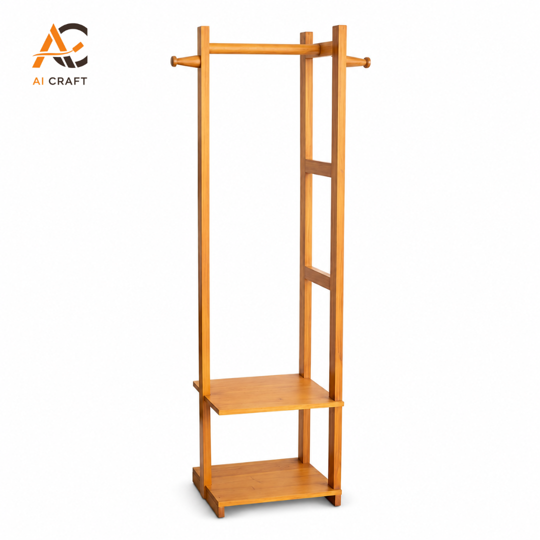 Picture of Wooden Clothes Alna with Shelves for Small Spaces