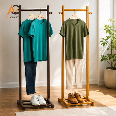 Picture of Wooden Clothes Stand with Storage Base