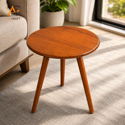 Picture of Round Wood Side Table – Modern Accent Table