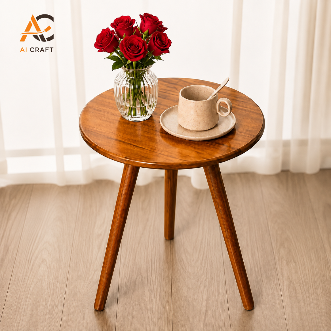 Picture of Round Wood Side Table – Modern Accent Table