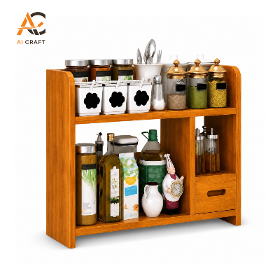 Picture of Kitchen & Dining Table Organizer Rack in Mahogany Wood