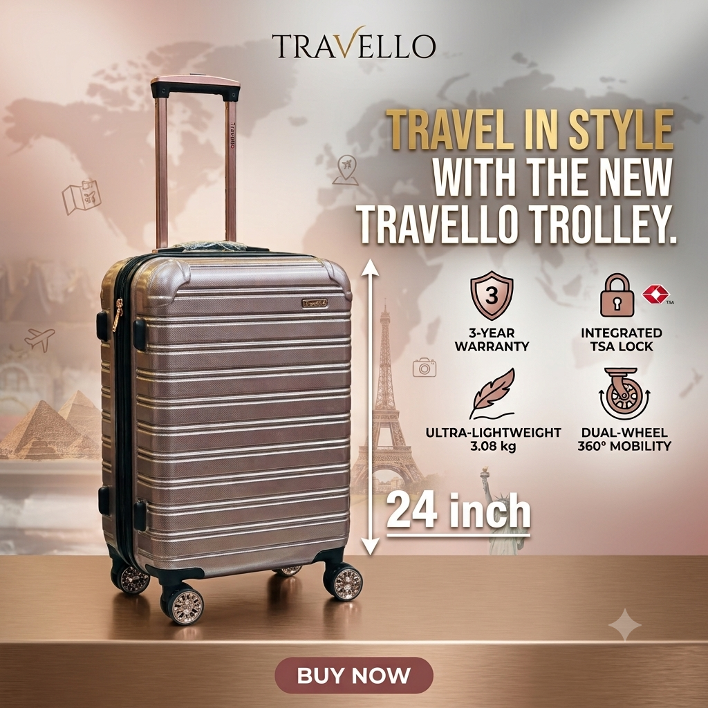 Picture of Travello Ultra-Lightweight Premium Hard Shell Luggage | 20" & 24" Spinner Suitcase with TSA Combination Lock & 360° Silent Wheels