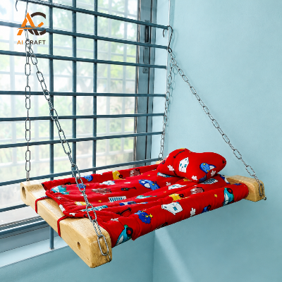 Picture of Indoor Cat Hammock Bed | Wooden Frame & Hanging Chains for Window, Wall