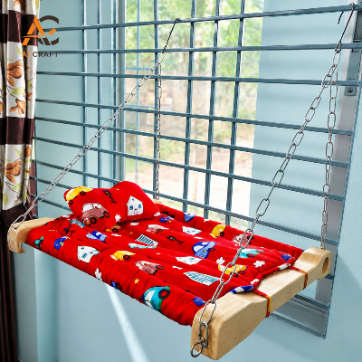 Picture of Indoor Cat Hammock Bed | Wooden Frame & Hanging Chains for Window, Wall