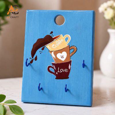 Picture of Handcrafted Coffee Theme Wooden Key Holder