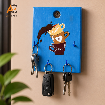 Picture of Handcrafted Coffee Theme Wooden Key Holder
