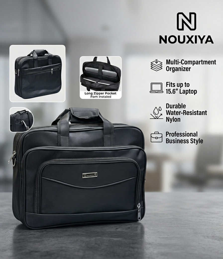 Picture of NOUXIYA Premium Business Laptop Bag & Executive Office Messenger Bag for Men - Fits Up to 15.6" Laptop (Water-Resistant Nylon)