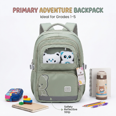Picture of Primary School Backpack - Grade 1-5 Kids Bag with Cute Bear & Safety Reflective Strip