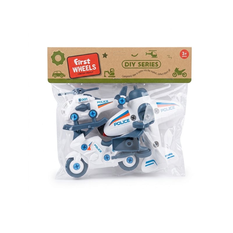 Picture of Spenop DIY Police Vehicle Construction Toy Set - Pack of 3-Multicolor