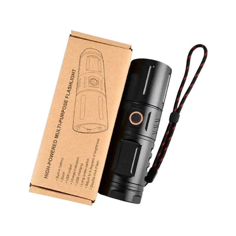 Picture of Rechargeable Emergency LED Torch with Power Bank-Black