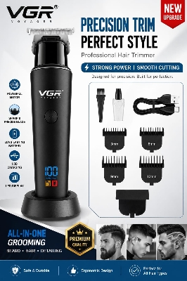 Picture of VGR V-937 Premium Professional Rechargeable Hair Trimmer | 500 Minutes Runtime | Digital Display | T-Blade Precision Grooming Machine