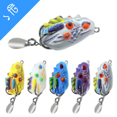 Picture of Artificial Lures Shiny Double Hook Bionic Fishing Bait Blackfish Imitation Thunder Frog Lure-2PCS