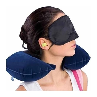 Picture of 3-in-1 Travel Pillow Set with Neck Pillow, Eye Mask & Ear Plugs-Multicolor