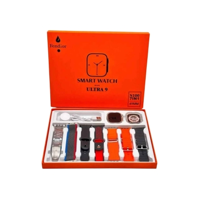 Picture of Fendior S100 Ultra 9 Smartwatch with 7 Straps & Protective Case-Multicolor