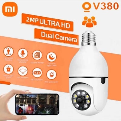 Picture of V380 Pro Q16 2MP 1080P E27 PTZ WiFi Bulb Security Camera-White 