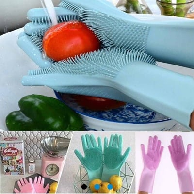 Picture of Reusable Elbow-Length Household Cleaning Gloves - 1 Pair-Multicolor