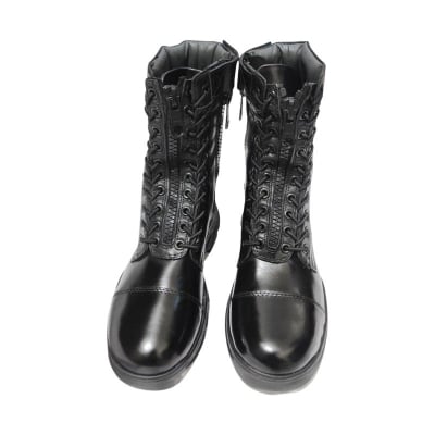 Picture of Heavy-Duty Tactical Combat Boots with Lace & Zip Closure-Black