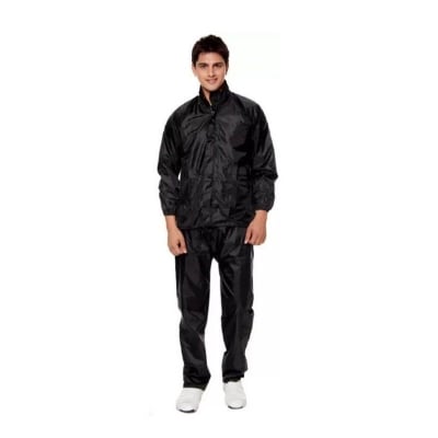 Picture of Waterproof 2-Piece Rider Rain Suit with Zip Bag-Black