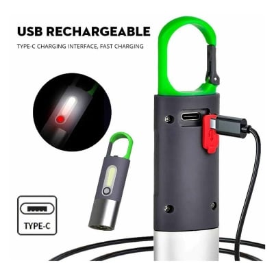 Picture of Outtobe USB Rechargeable Multifunction Keychain Flashlight-Grey