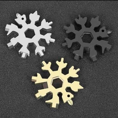 Picture of 18-in-1 Snowflake Multi-Tool Wrench Keychain - Silver-Multicolor
