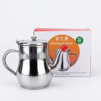 Picture of 500ml Stainless Steel Oil Strainer Pot with Filter-Silver