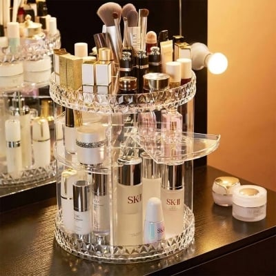 Picture of 360° Rotating Makeup & Cosmetics Organizer - Pink-Multicolor