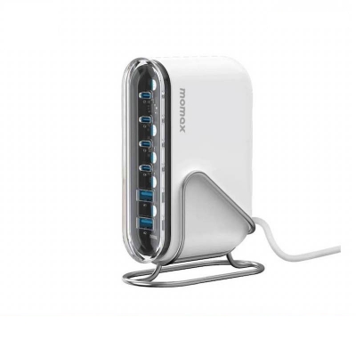 Picture of MOMAX 1-Charge Flow+ 120W USB-C & USB-A 6-Port GaN Desktop Charger (UM55)-White