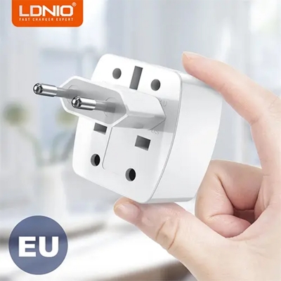 Picture of LDNIO Z4 Universal Plug Adapter ABS VO with UK/EU/US/AU Pin & 2 Universal Socket (6A)- Black-White