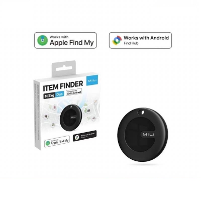 Picture of MiLi MiTag Duo Smart Finder for both Android & iOS – replaceable battery, Google & Apple Find My certified-Black